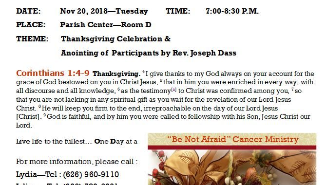 Rev. Joseph Dass Anointing of Participants & Thanksgiving Celebration &